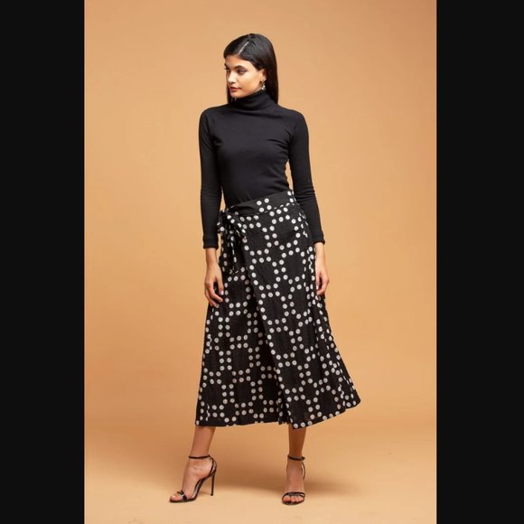 3. Eva Franco Polka Dot Palazzo Pants Tie Belt Waist - Picture 3 of 6